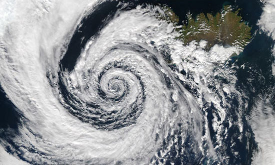 swirl of clouds near iceland described in following text