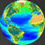 colored ocean on globe